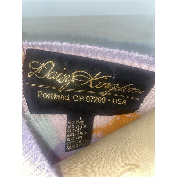 Vintage Daisy Kingdom Women's Cardigan Sweater Ramie Cotton Pink Large - Picture 10 of 10